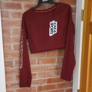 Love & Sports Burgundy Long-Sleeve Crop Top